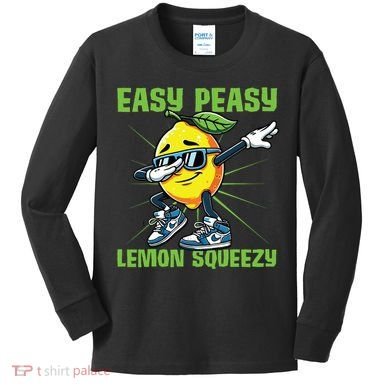 Easy Peasy Lemon Squeezy Lemon Stand Lemonade Crew Kids Long Sleeve Shirt