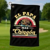 El Papa Mas Chingon Funny Mexican Flag Cool Dad Gift Regalo Golf Towel thumb 1