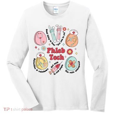 Easter Phleb Nurse Laboratory Medical Technologist Lab Week Phlebotomy Women's Long Sleeve Shirt