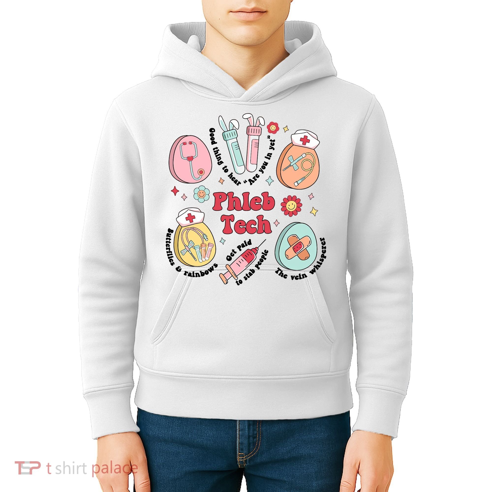 Easter Phleb Nurse Laboratory Medical Technologist Lab Week Phlebotomy Kids Hoodie