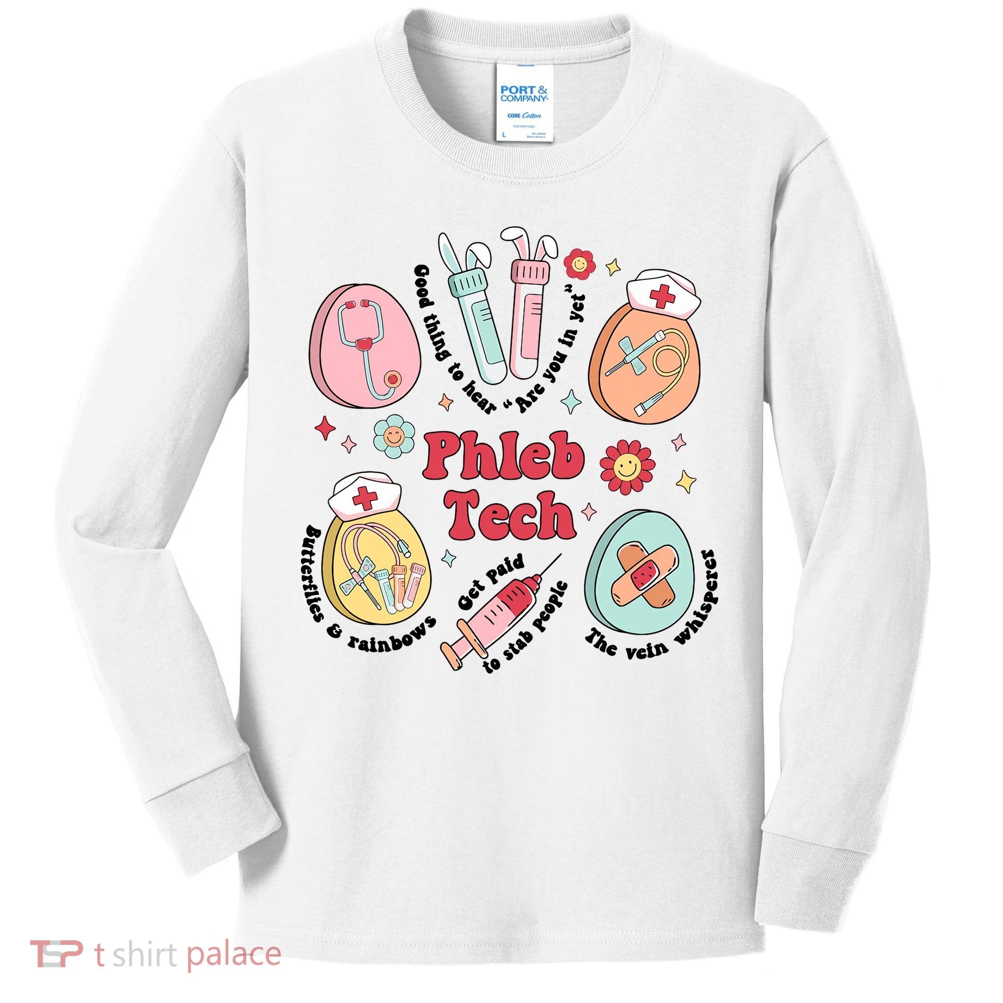 Easter Phleb Nurse Laboratory Medical Technologist Lab Week Phlebotomy Kids Long Sleeve Shirt