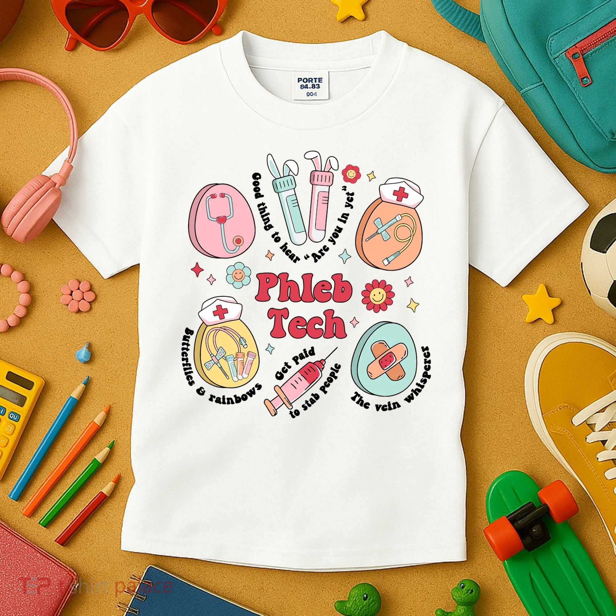 Easter Phleb Nurse Laboratory Medical Technologist Lab Week Phlebotomy Kids T-Shirt