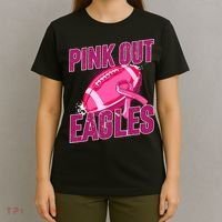 Eagles Pink Out Football Tackle Breast Cancer T-Shirt thumb 4