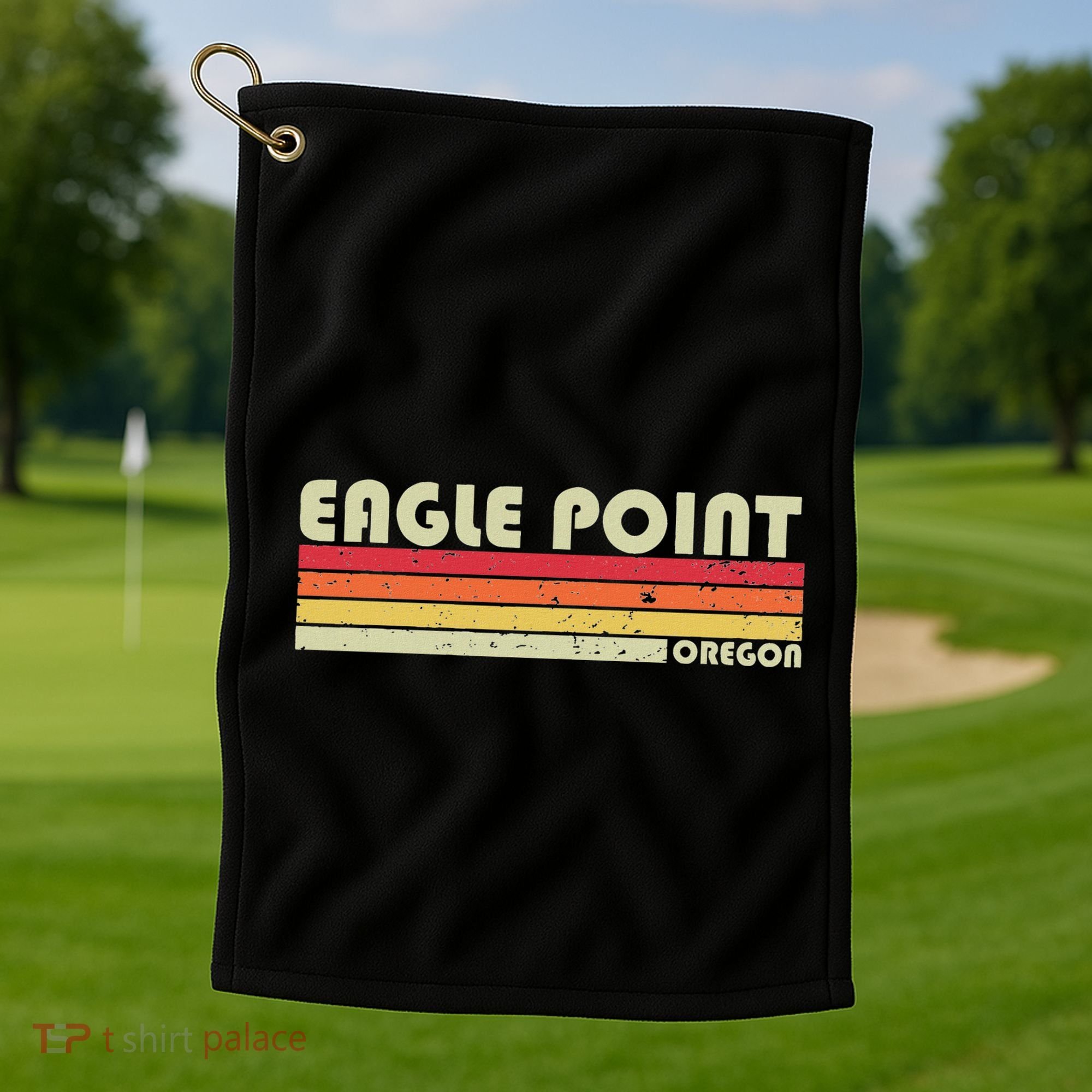 Eagle Point Or Oregon Funny City Home Roots Gift Retro 80s Golf Towel