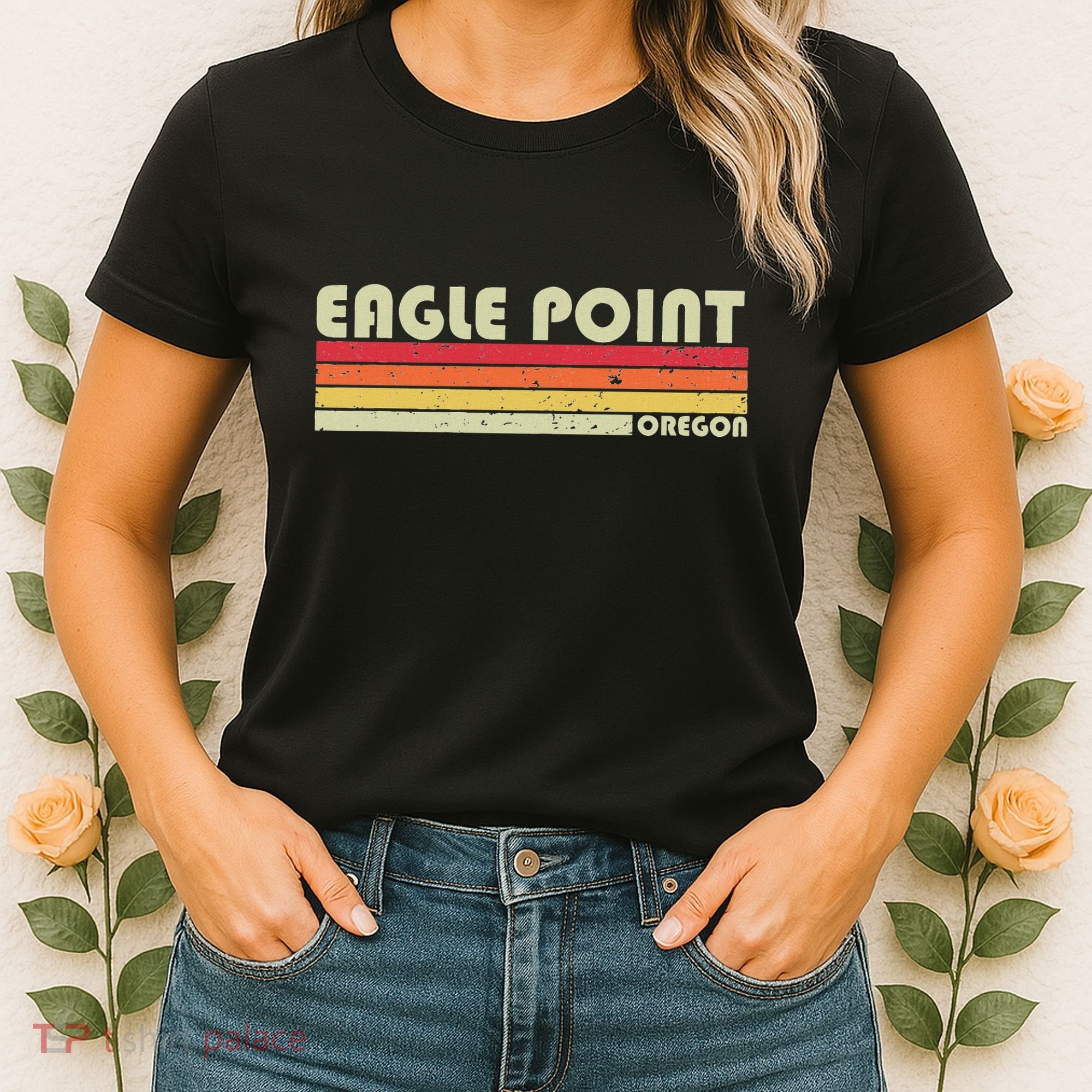 Eagle Point Or Oregon Funny City Home Roots Gift Retro 80s Women's T-Shirt