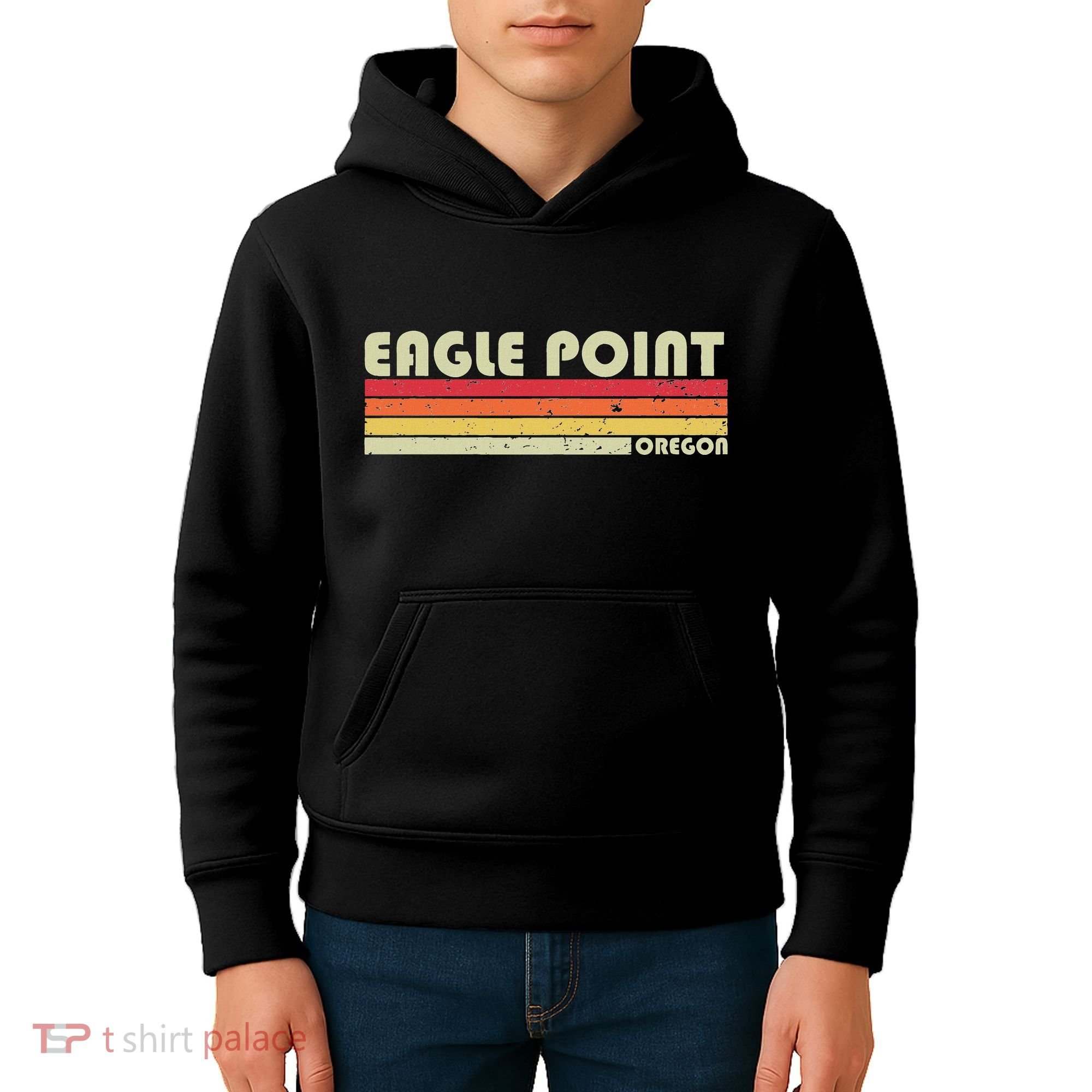 Eagle Point Or Oregon Funny City Home Roots Gift Retro 80s Kids Hoodie