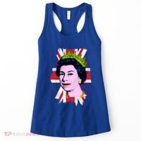 Elizabeth Portrait Pop Art Union Jack Flag Queen Of England Meaningful Gift Women's Tank Top thumb 0