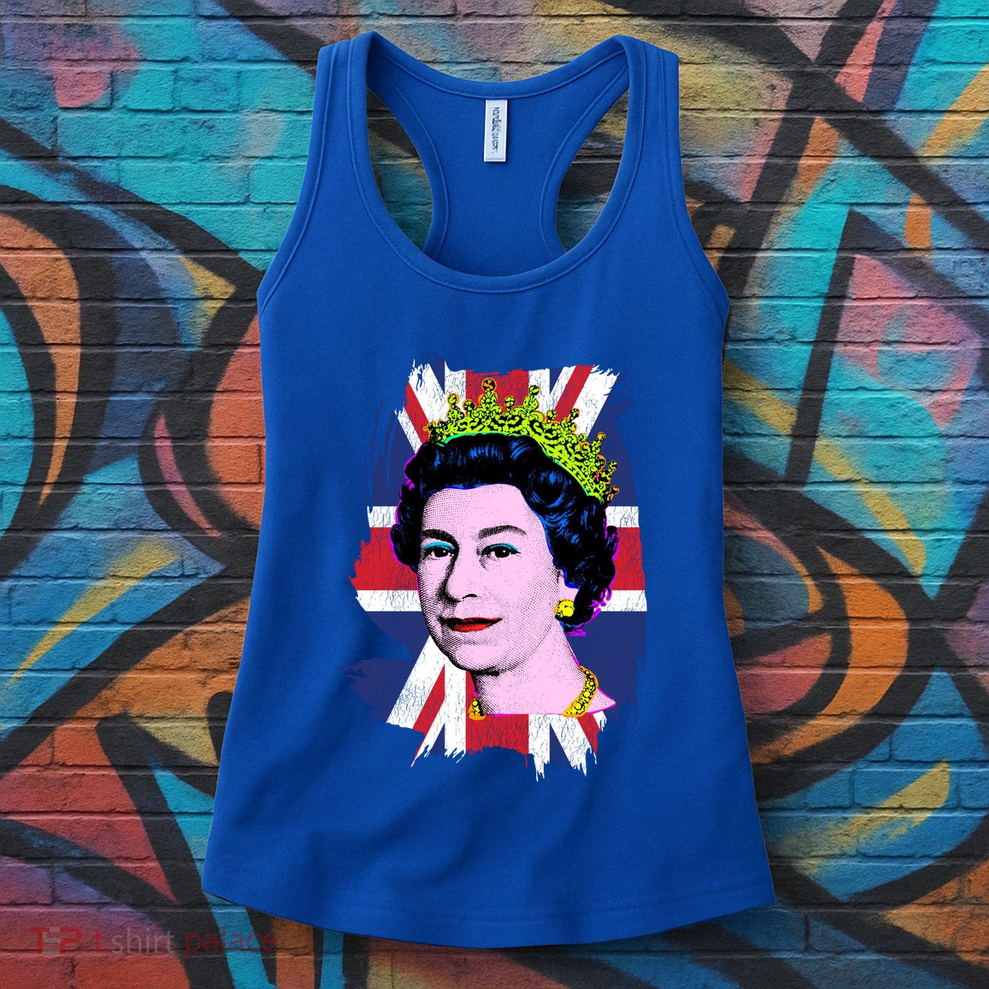 Elizabeth Portrait Pop Art Union Jack Flag Queen Of England Meaningful Gift Women's Tank Top