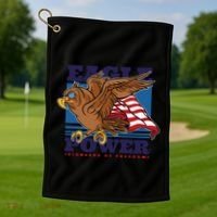 Eagle Power Pioneers Of Freedom American Flag Golf Towel thumb 1
