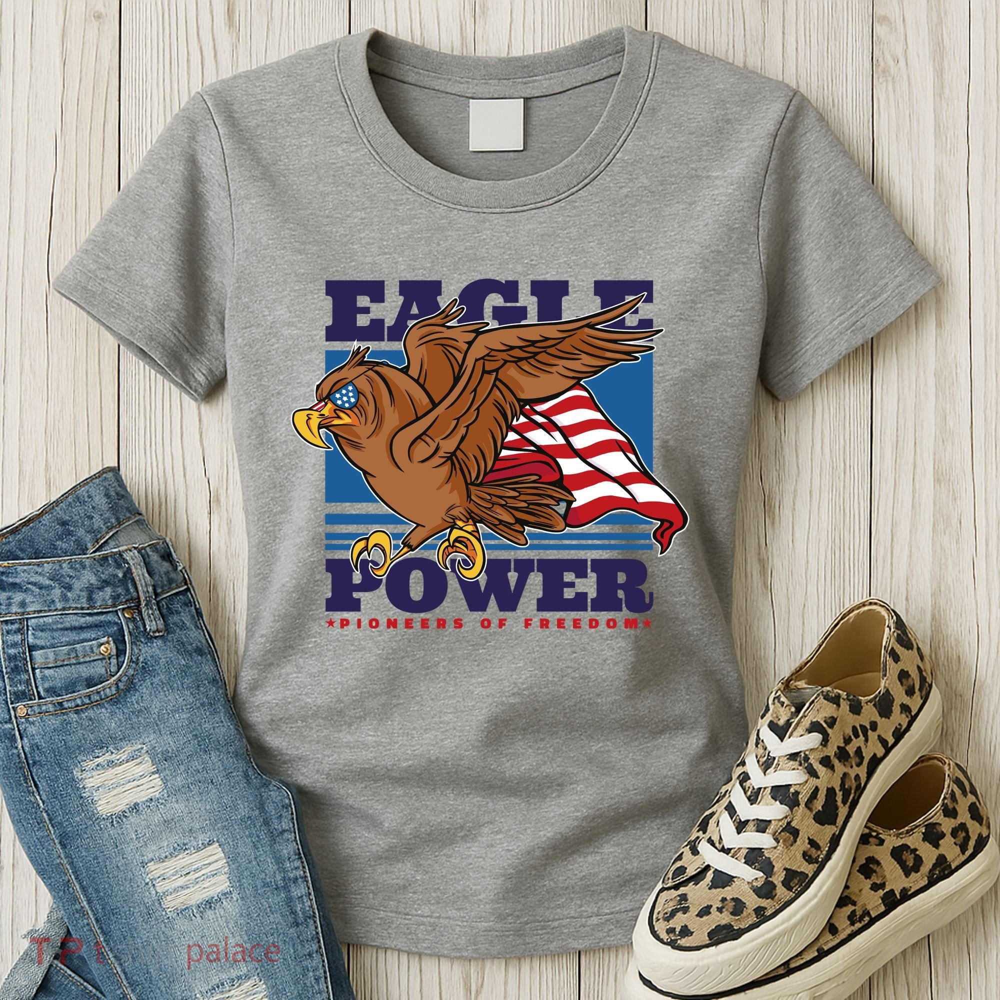 Eagle Power Pioneers Of Freedom American Flag Women's T-Shirt