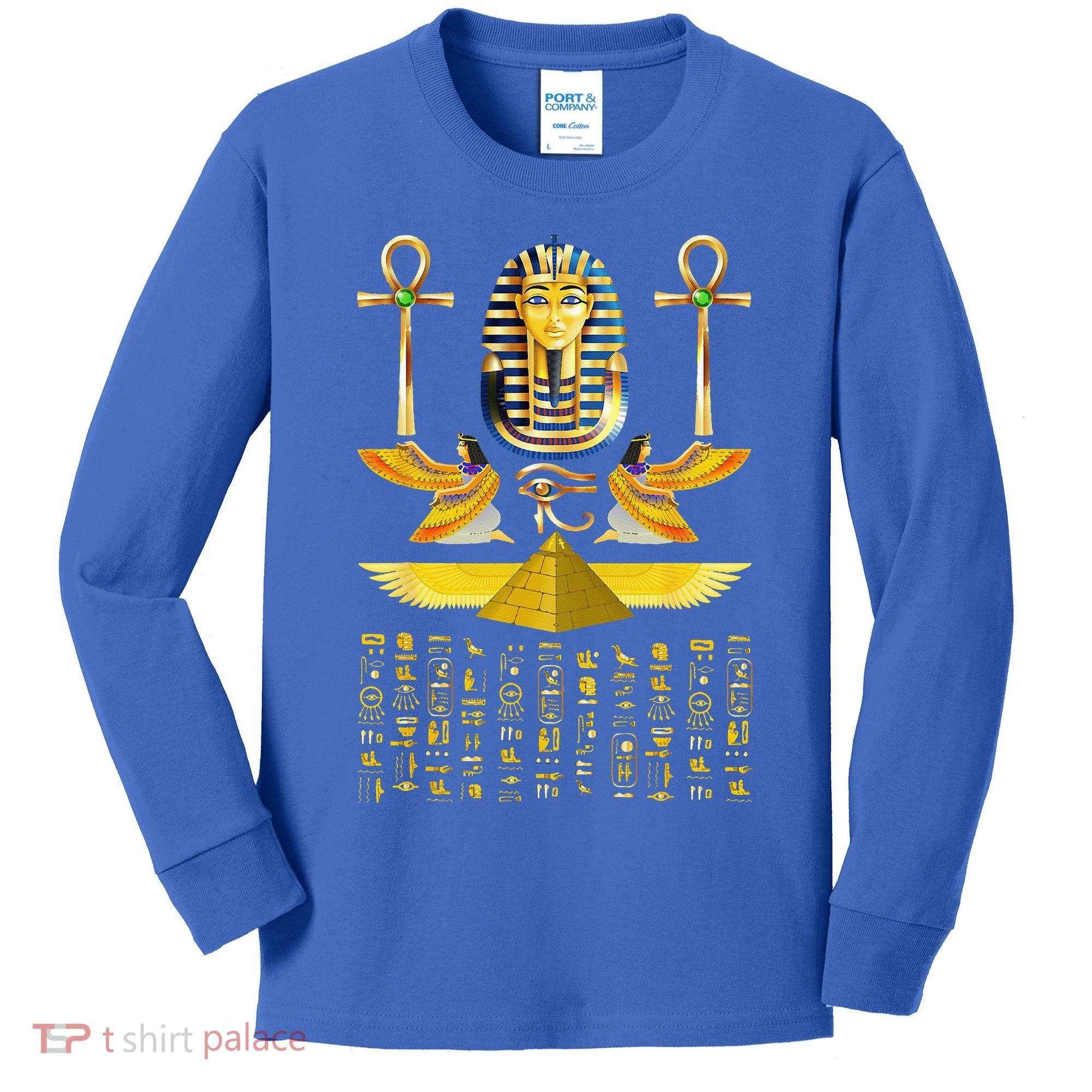 Egyptian Pyramids Pharaoh Tut King Tutankhamun Kids Long Sleeve Shirt