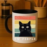 Ew People Retro Funny Cat Gifts Women Coffee Mug thumb 4