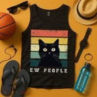 Ew People Retro Funny Cat Gifts Women Tank Top thumb 4