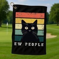 Ew People Retro Funny Cat Gifts Women Golf Towel thumb 1