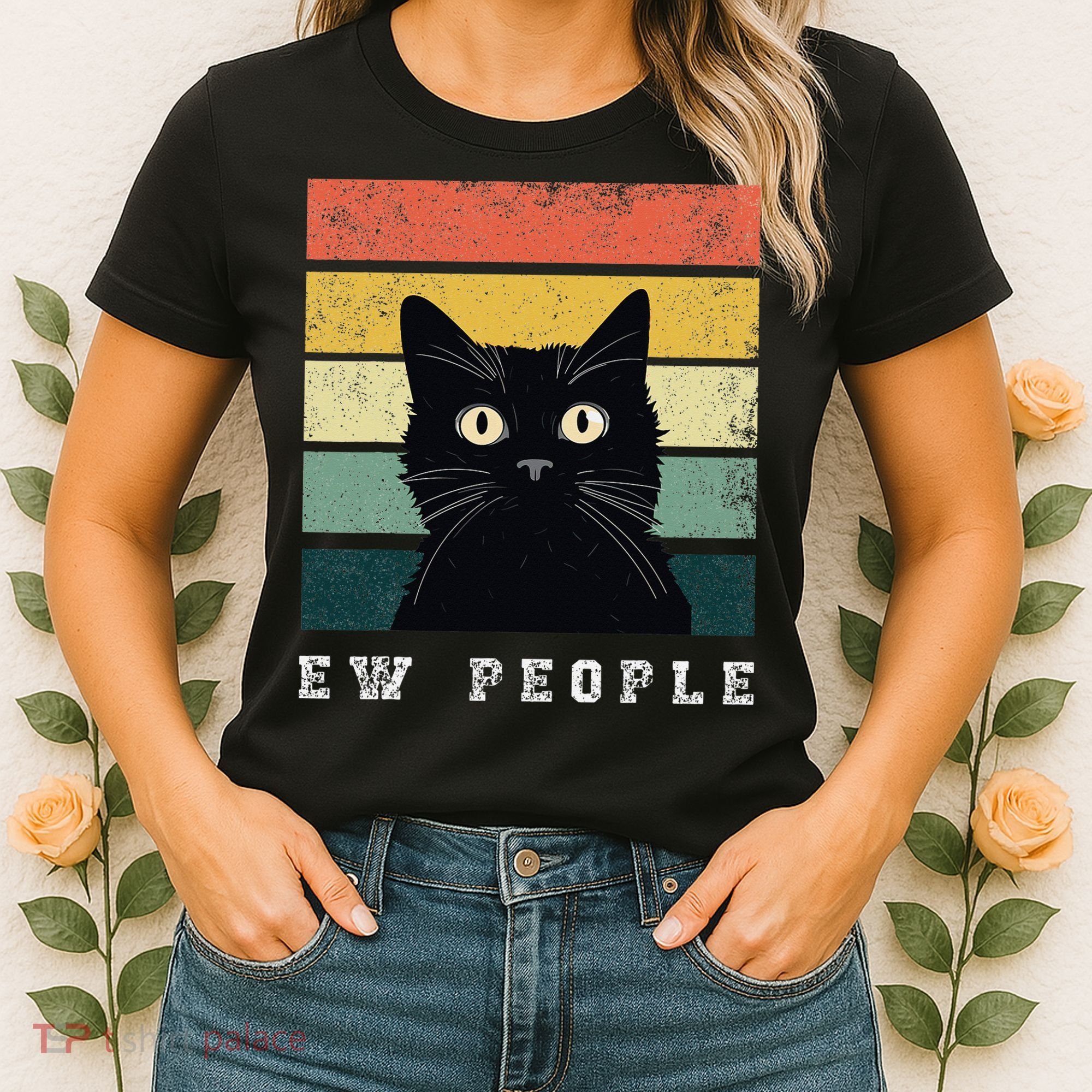 Ew People Retro Funny Cat Gifts Women Women's T-Shirt