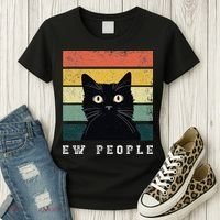 Ew People Retro Funny Cat Gifts Women Women's T-Shirt thumb 3