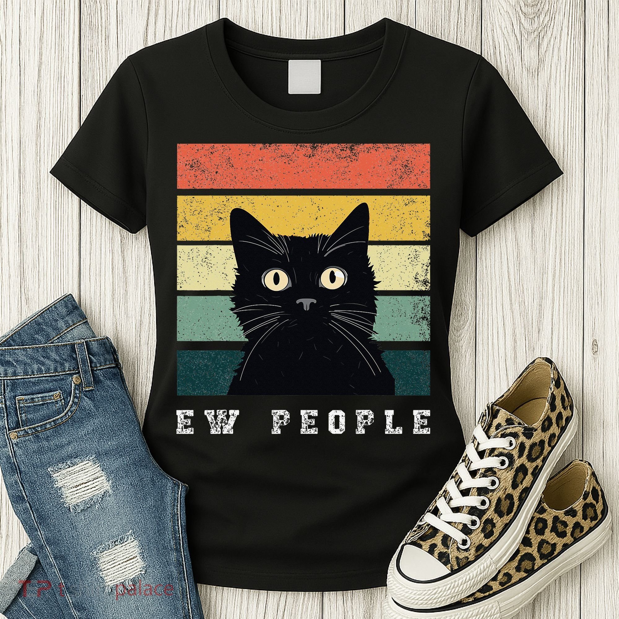 Ew People Retro Funny Cat Gifts Women Women's T-Shirt