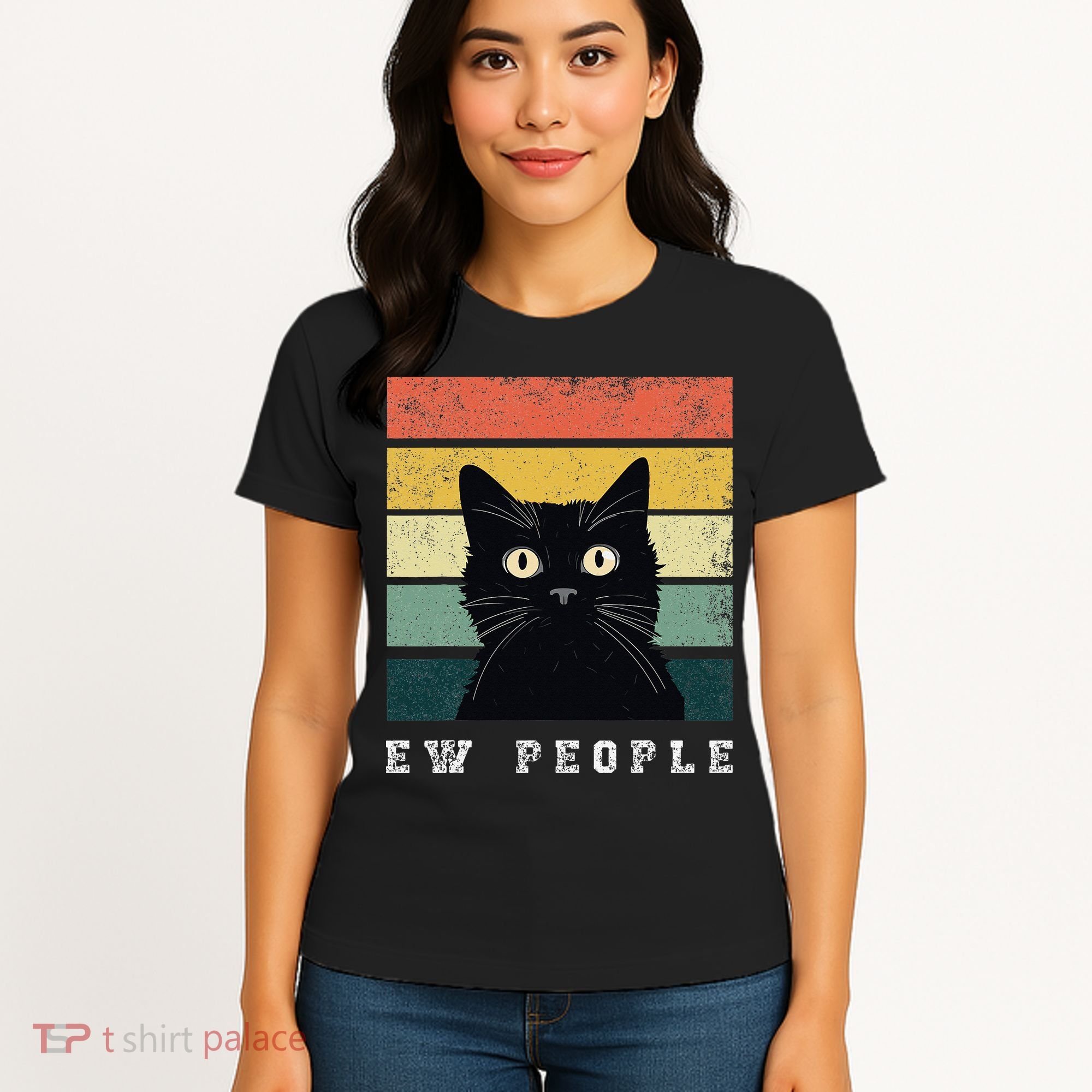 Ew People Retro Funny Cat Gifts Women Women's T-Shirt