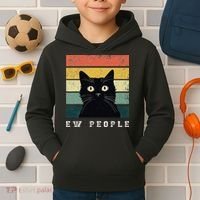 Ew People Retro Funny Cat Gifts Women Kids Hoodie thumb 2