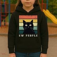 Ew People Retro Funny Cat Gifts Women Kids Hoodie thumb 3