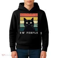 Ew People Retro Funny Cat Gifts Women Kids Hoodie thumb 4