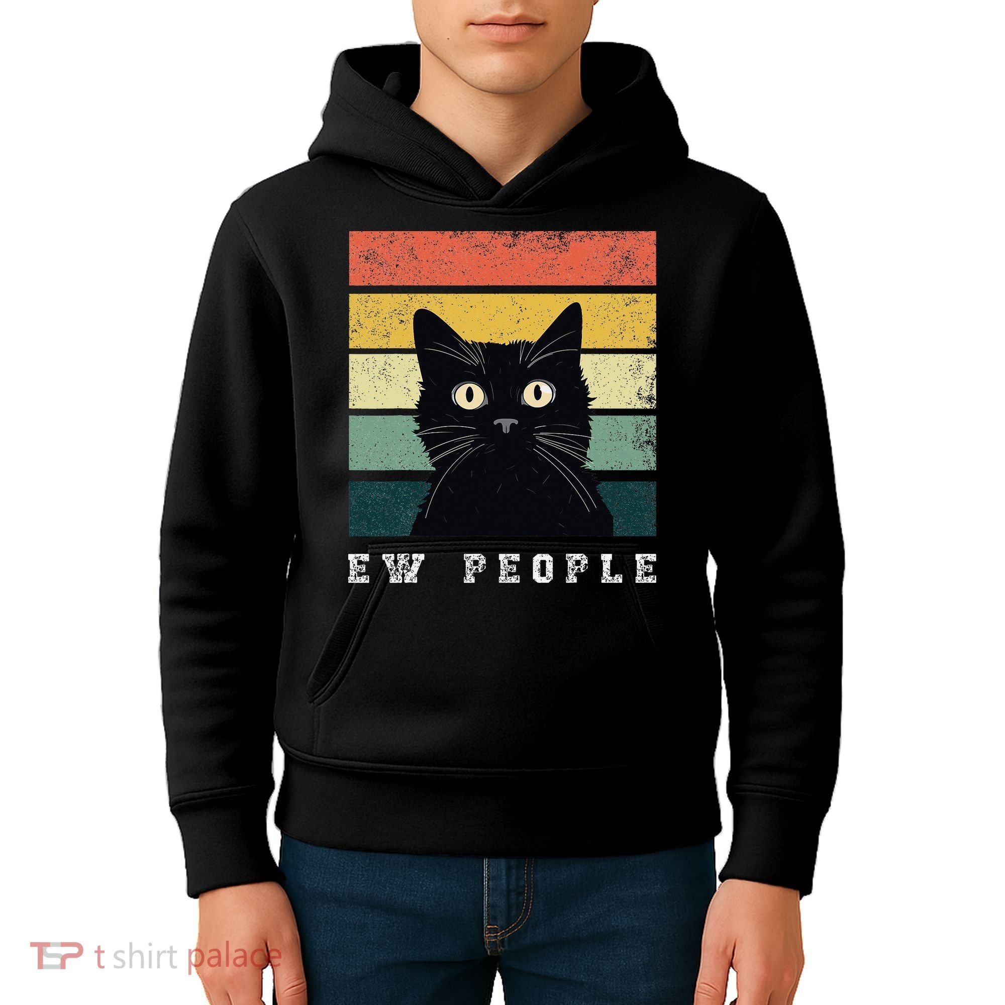 Ew People Retro Funny Cat Gifts Women Kids Hoodie