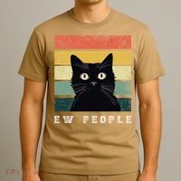 Ew People Retro Funny Cat Gifts Women T-Shirt thumb 3