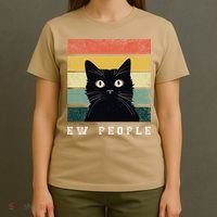 Ew People Retro Funny Cat Gifts Women T-Shirt thumb 4