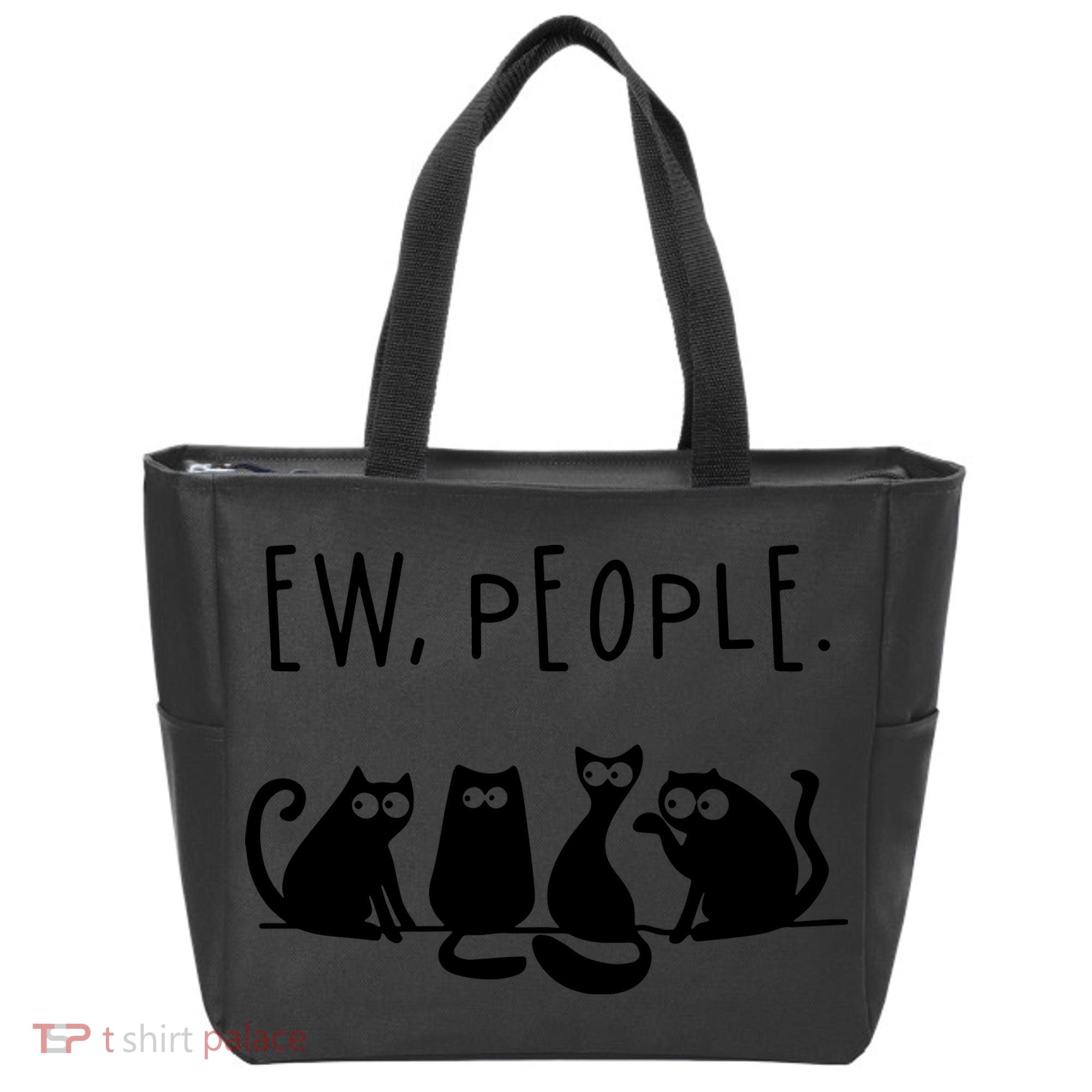 Ew People Speak Black Cat Animals Mood Funnny Sad Cat Friend Tote Bag