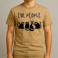 Ew People Speak Black Cat Animals Mood Funnny Sad Cat Friend T-Shirt thumb 3