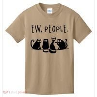 Ew People Speak Black Cat Animals Mood Funnny Sad Cat Friend Kids T-Shirt thumb 0