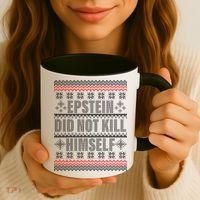 Epstein Did Not Kill Himself Ugly Christmas Sweater Coffee Mug thumb 3
