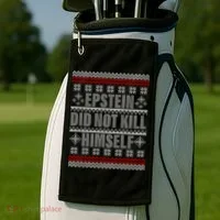 Epstein Did Not Kill Himself Ugly Christmas Sweater Golf Towel thumb 2
