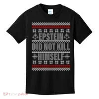 Epstein Did Not Kill Himself Ugly Christmas Sweater Kids T-Shirt thumb 0
