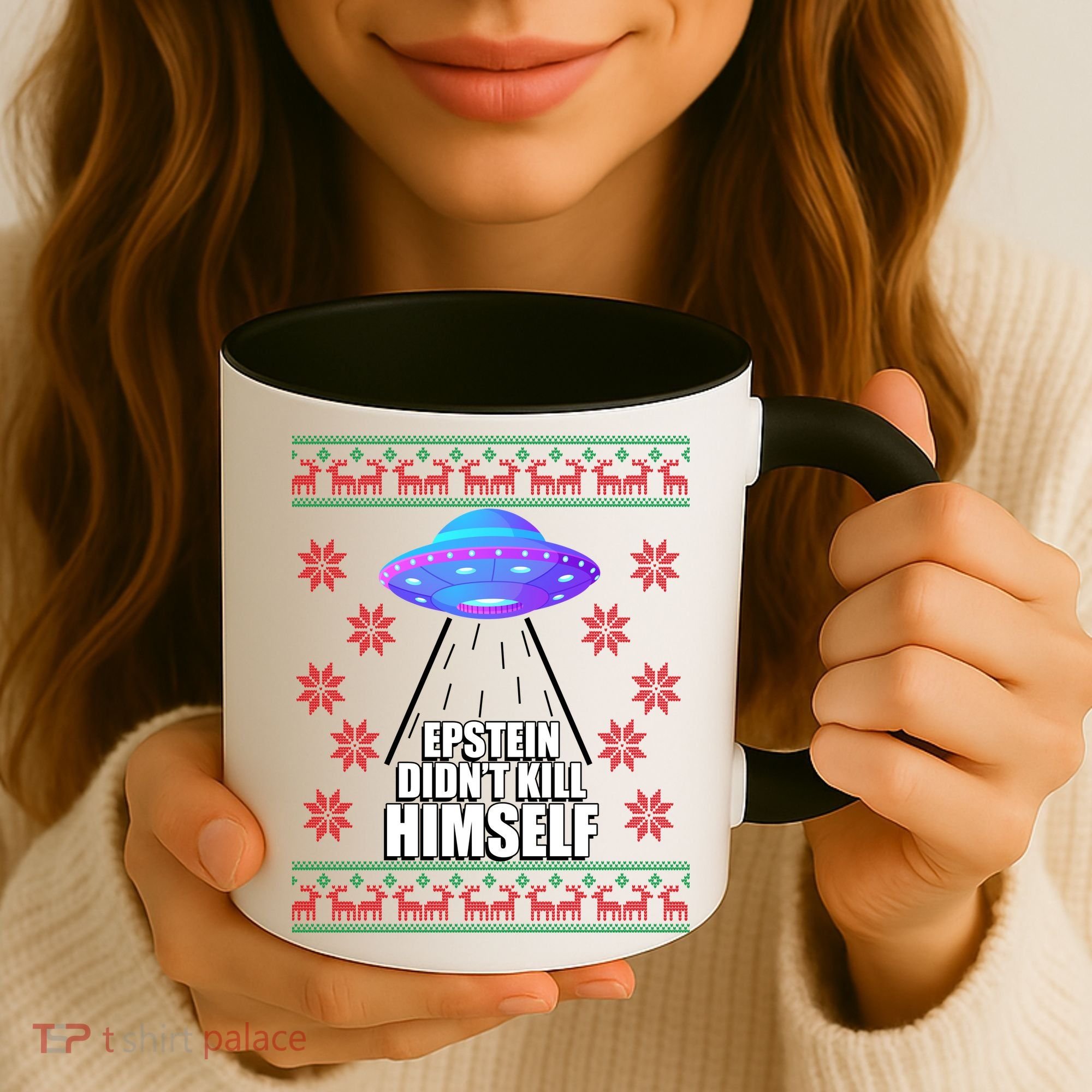 Epstein Didn't Kill Himself UFO Ugly Christmas Coffee Mug