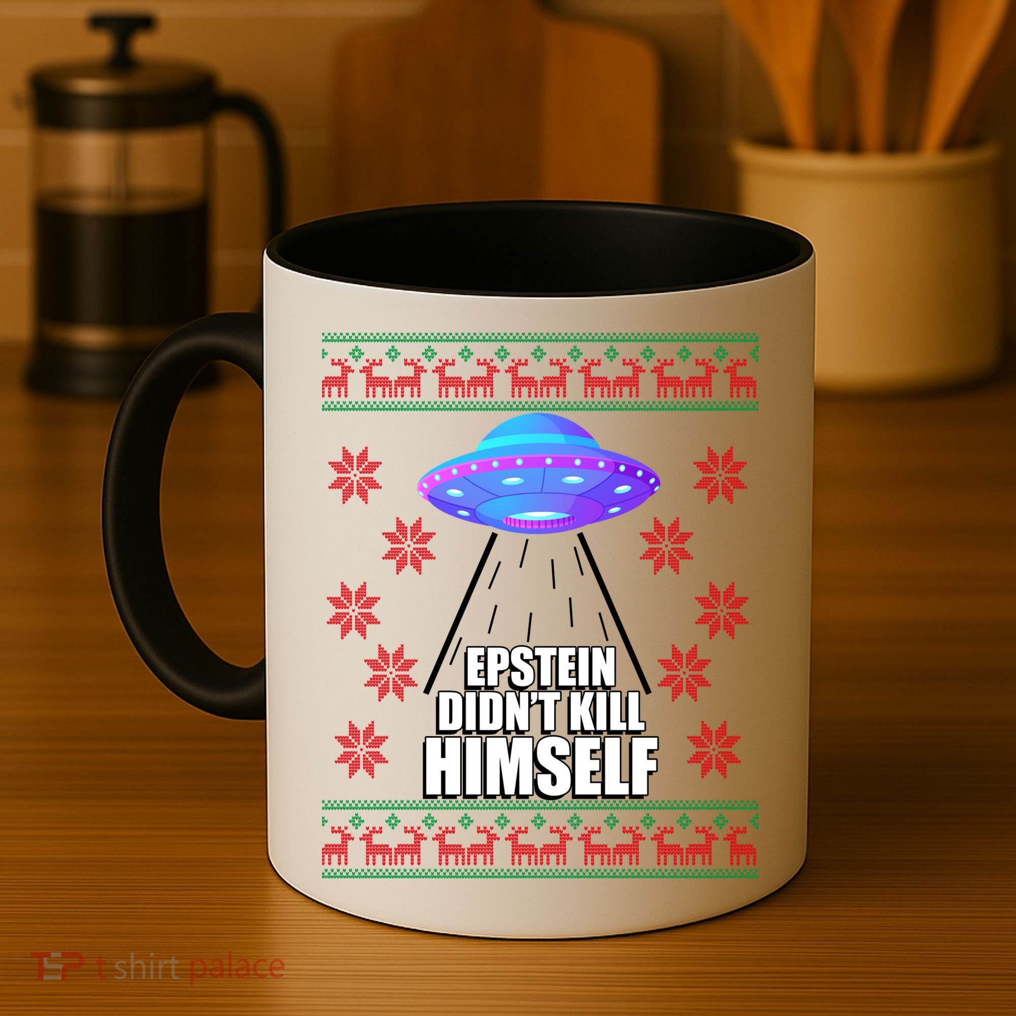 Epstein Didn't Kill Himself UFO Ugly Christmas Coffee Mug