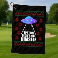 Epstein Didn't Kill Himself UFO Ugly Christmas Golf Towel thumb 1