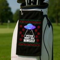 Epstein Didn't Kill Himself UFO Ugly Christmas Golf Towel thumb 2