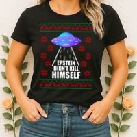 Epstein Didn't Kill Himself UFO Ugly Christmas Women's T-Shirt thumb 2