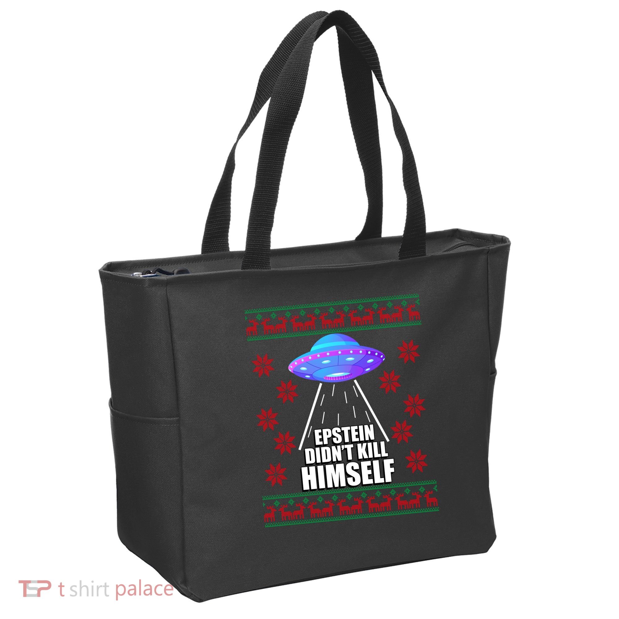 Epstein Didn't Kill Himself UFO Ugly Christmas Tote Bag