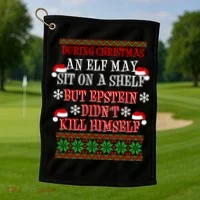 Epstein Didn't Kill Himself Ugly Christmas Golf Towel thumb 1