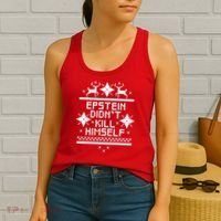 Epstein Didn't Kill Himself Ugly Christmas Sweater Women's Tank Top thumb 2