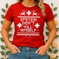 Epstein Didn't Kill Himself Ugly Christmas Sweater Women's T-Shirt thumb 2