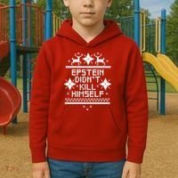Epstein Didn't Kill Himself Ugly Christmas Sweater Kids Hoodie thumb 2