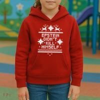 Epstein Didn't Kill Himself Ugly Christmas Sweater Kids Hoodie thumb 3
