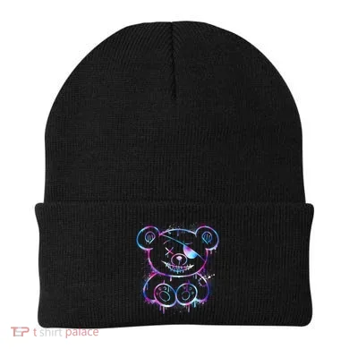 Emo Punk Teddy Bear Graffiti Beanie
