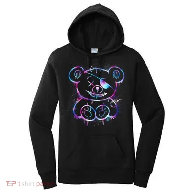 Emo Punk Teddy Bear Graffiti Women's Hoodie