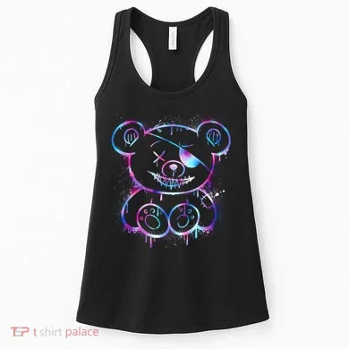 Emo Punk Teddy Bear Graffiti Women's Tank Top