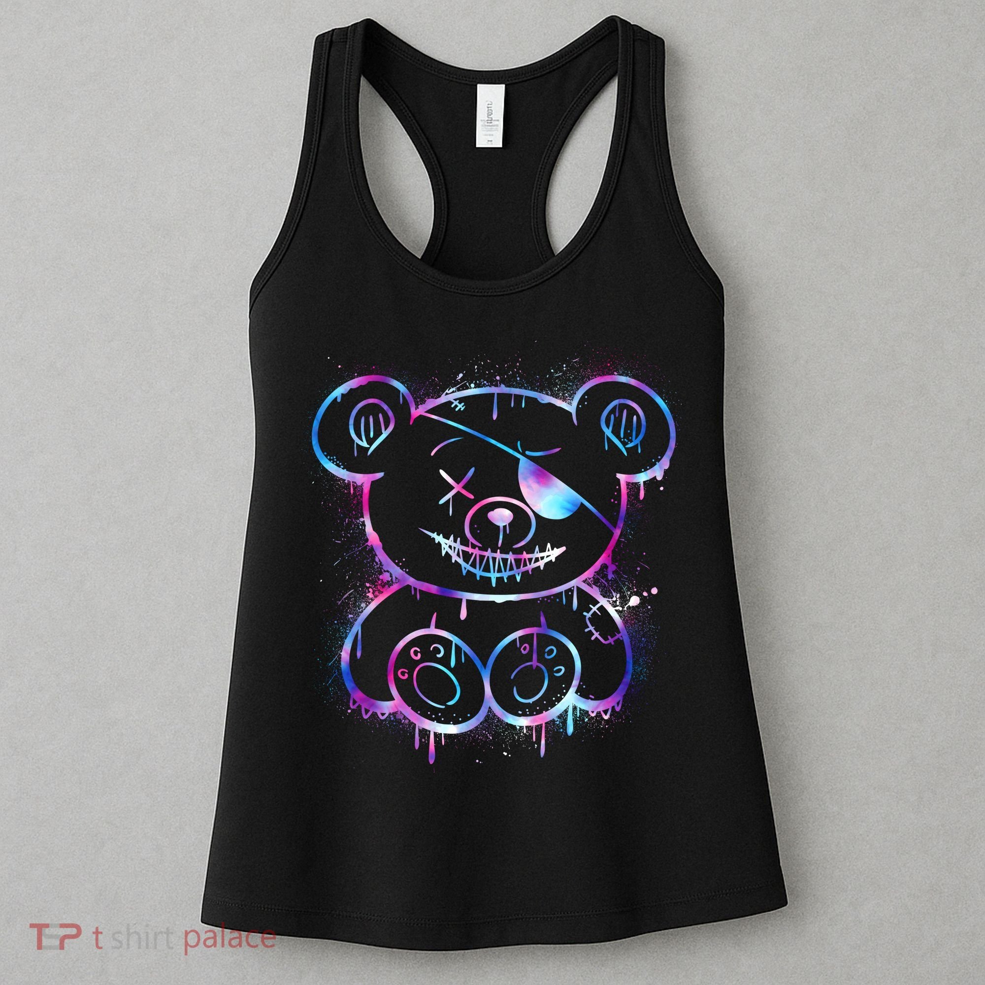 Emo Punk Teddy Bear Graffiti Women's Tank Top
