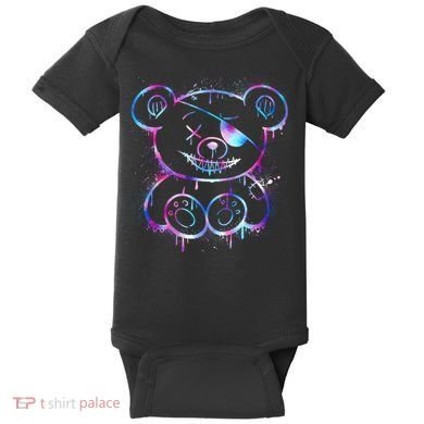 Emo Punk Teddy Bear Graffiti Baby Bodysuit